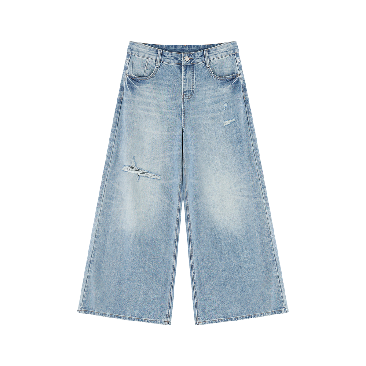 Women's Vintage Wash Distressed Wide Leg Jeans Bella collection