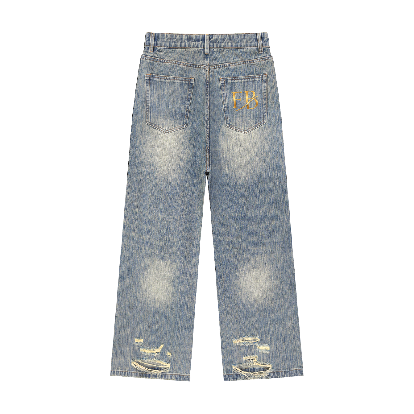 Vintage Wash Distressed Denim Jeans FB collection
